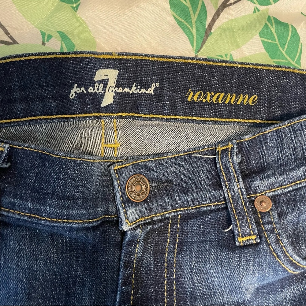 7FAM Jeans 7 Roxanne Blue Denim 29 Casual Norm Skinny Americana Basic Western - Picture 11 of 16